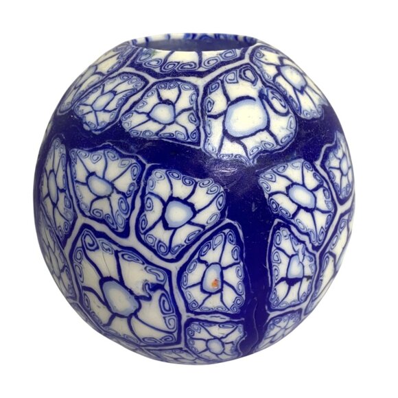 NOS Large Abstract Blue Millefiori USA Made 1993 Illuminating Candle Co - Picture 5 of 9